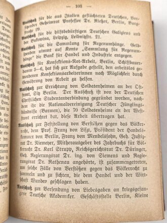 "Kriegsratgeber" Badische Presse Karlsruhe, datiert 1916,  354 Seiten, DIN A6, gebraucht