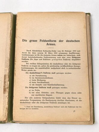 Verlag Moritz Ruhl"Die graue Felduniform der Deutschen Armee" DIN A5, stark gebraucht, geschwärzter Eigentumsvermerk