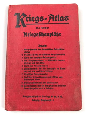 "Kriegs-Atlas über sämtliche Kriegsschauplätze" 10 Karten  DIN A5, stark gebraucht