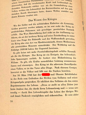 "Die Verantwortung des Deutschen Offiziers" Tornisterschrift, datiert 1941 Heft 45, 31 Seiten