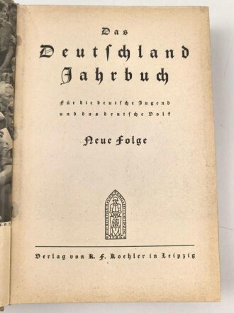 "Deutsches Jahrbuch für die deutsche Jugend und das deutsche Volk" 366 Seiten mit Widmung von 1936, Umschlag defekt