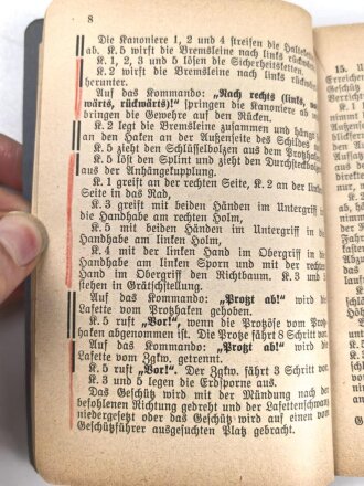 H.Dv. 200/2 g "Ausbildungsvorschrift für die Artillerie Heft 2g Ausbildung einer Batterie" datiert 1937, DIN A6, 228 Seiten, gebraucht