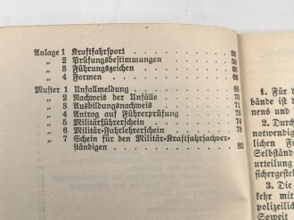 H.Dv. 472 "Ausbildungsvorschrift für Kraftfahrtruppen Heft 1 Die Ausbildung am Kraftfahrzeug" datiert 1933, DIN A6, 210 Seiten, gebraucht