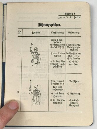 H.Dv. 200/4 "Ausbildungsvorschrift für die Artillerie Heft 4 Ausbildung der bespannten Batterie" datiert 1934, DIN A6, 23 Seiten, gebraucht