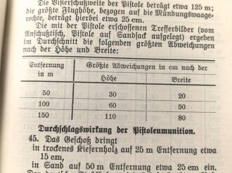 "Schießvorschrift für Gewehr (Karabiner), leichtes Maschinengewehr uns Pistole und die Bestimmung für das Werfen scharfer Handgranaten" datiert 1922, DIN A6, 162 Seiten, gebraucht, Bibliothekseinband ?