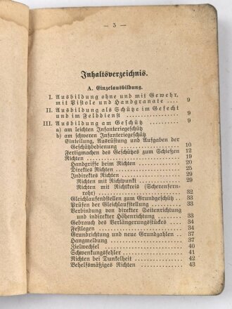 H.Dv. 130/4a "Ausbildungsvorschrift für die Infanterie Heft 4a Die Infanteriegeschützkompanie" datiert 1937, DIN A6, 202 Seiten, gebraucht