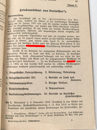 "Offizierthemen - Ein Handbuch für den Offizierunterricht" datiert 1938, DIN A5, 96 Seiten, gebraucht