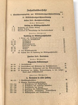 H.Dv. 3/5 "Militärstrafgerichtsordnung" datiert 1937, DIN A5, 157 Seiten, gebraucht