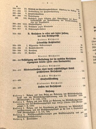 H.Dv. 3/5 "Militärstrafgerichtsordnung" datiert 1937, DIN A5, 157 Seiten, gebraucht