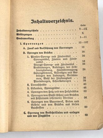 H.Dv. 316 "Pionierdienst aller Waffen" datiert 1936, DIN A6, 444 Seiten, gebraucht und Wasserschaden