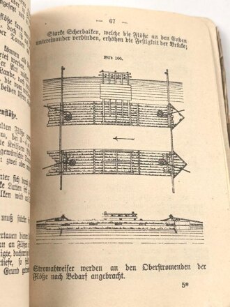 "Behelfsbrücken-Vorschrift" datiert 1907, 140 Seiten, DIN A6, stark gebraucht