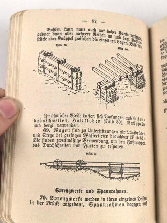 "Behelfsbrücken-Vorschrift" datiert 1907, 140 Seiten, DIN A6, stark gebraucht