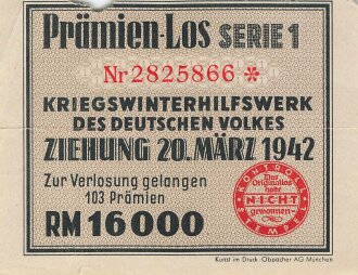 Winterhilfswerk Prämien Los Ziehung März 1942