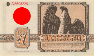 Winterhilfswerk des Deutschen Volkes 1939 1940, Wertschein 1 Reichsmark