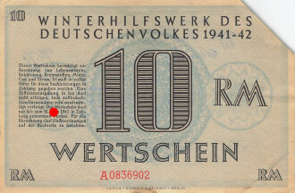 Winterhilfswerk des Deutschen Volkes 1941 1942, Wertschein 10 Reichsmark