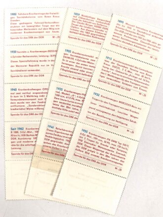 Deutsches Rotes Kreuz der DDR, 3 x Spendenmarkenserie " Krankentransporte einst und jetzt"