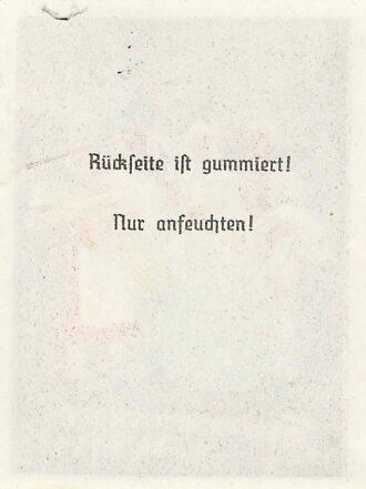 Winterhilfswerk, Türplakette November 1937, Sondermaß 56 x 75mm, Rückseite gummiert