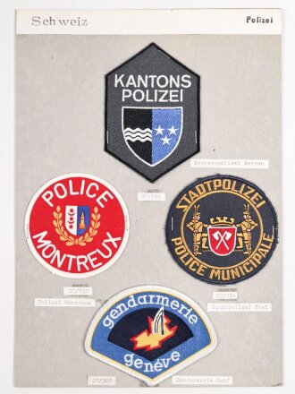 Schweiz, Sammlung Ärmelabzeichen der Polizei, auf...