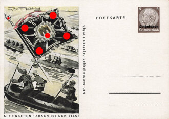 III. Reich - farbige Propaganda-Postkarte - " Mit unseren Fahnen ist der Sieg "