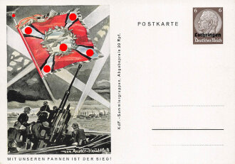 III. Reich - farbige Propaganda-Postkarte - " Mit unseren Fahnen ist der Sieg "