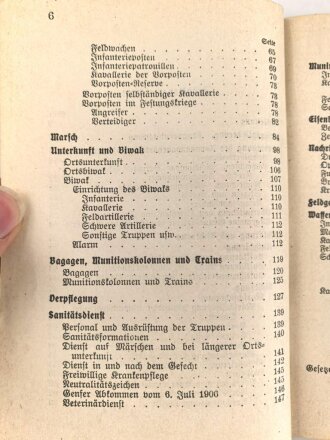 D.V.E. Nr. 267 "Felddienst-Ordnung (F.O.)" datiert 1908, 245 Seiten, DIN A6, gebraucht