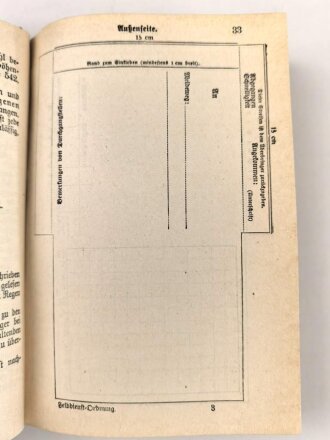 D.V.E. Nr. 267 "Felddienst-Ordnung (F.O.)" datiert 1908, 245 Seiten, DIN A6, gebraucht