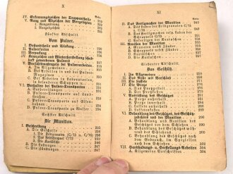 "Batsch Leitfaden für den theoretischen Unterricht des Kanoniers der Feld-Artillerie" datiert 1880, 359 Seiten, DIN A6, stark gebraucht