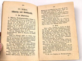 "Batsch Leitfaden für den theoretischen Unterricht des Kanoniers der Feld-Artillerie" datiert 1880, 359 Seiten, DIN A6, stark gebraucht