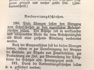 D.V.E. Nr. 240 "Schießvorschrift für die Infanterie" datiert 1909, 168 Seiten, DIN A6, gebraucht