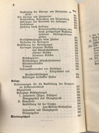 D.V.E. Nr. 275 "Feld-Pionierdienst aller Waffen" datiert 1911, 316 Seiten, DIN A6, gebraucht