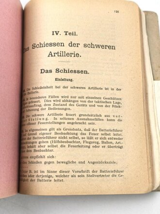 "Schießvorschrift für die Artillerie" datiert 1917, 172 Seiten, DIN A6, gebraucht