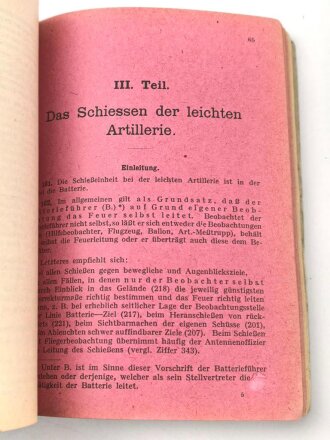 "Schießvorschrift für die Artillerie" datiert 1917, 172 Seiten, DIN A6, gebraucht