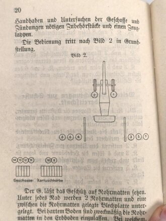 "Ausbildungsvorchrift für die schwere Artillerie - Die 15cm Kanone 16 kp." datiert 1917, 27 Seiten, DIN A6, gebraucht, neu eingebunden