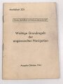 Merkblatt 201 "Wichtige Grundregeln der angewandten Navigation" Ausgabe Oktober 1943, einige Seiten eingerissen