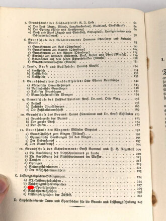 "Körperliche Grundausbildung" datiert 1938, 246 Seiten, DIN A5, gebraucht