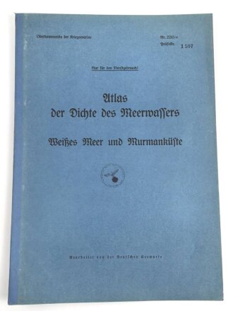 Atlas der Dichte des Meerwassers - Weißes Meer und Murmanküste, Stempel entnazifiert, Kriegsmarine