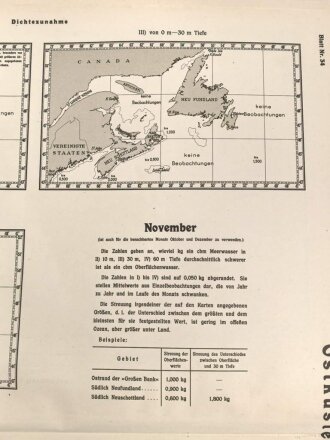 Atlas der Dichte des Meerwassers - Ostküste Kanadas, Kriegsmarine