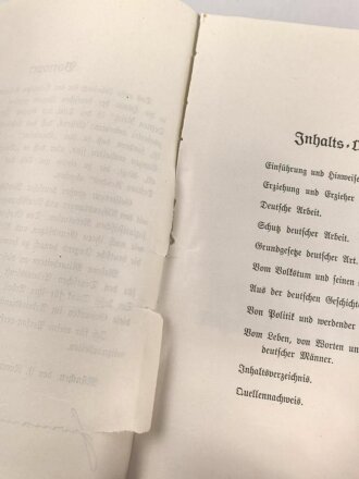 "Bausteine zum Dritten Reich" Lehr- und Lesebuch des Reichsarbeitsdienstes, datiert 1933, 583 Seiten, DIN A5