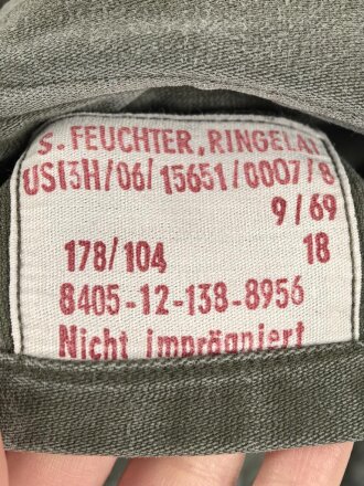 Bundeswehr , Feldbluse oliv, datiert 1969, Grösse 178/104. Getragen, ungereinigt