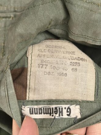 Bundeswehr , Tarnjacke alter Art, getragenes, ungereinigtes Stück, datiert 1956