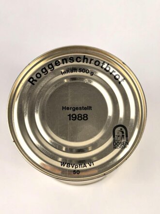 Bundeswehr , Dose "Roggenschrotbrot 500g" Hergestellt 1988, NUR DEKO, nicht zum Verzehr geeignet