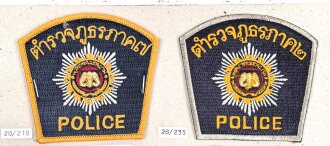 Thailand, Sammlung Ärmelabzeichen der Polizei, auf...