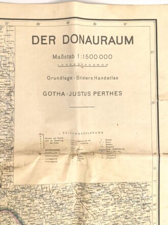 Deutsche Landkarte "Der Donauraum" , Maße: 117.5  x 88.5 cm, stark gebraucht