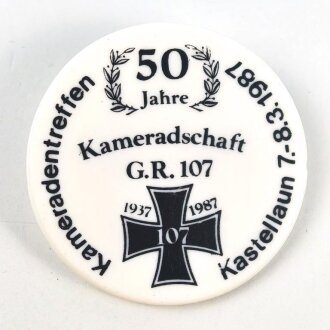 Kunststoffabzeichen " Kameradentreffen G.R. 107" Kastellan 1987