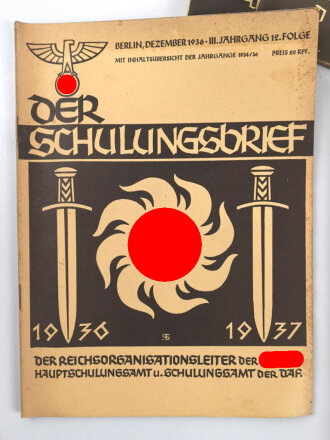 12 Ausgaben " Der Schulungsbrief" Das zentrale Monatsblatt der NSDAP. Nicht auf Vollständigkeit oder Zustand geprüft