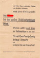 Flugblatt "Den Führer bei den großen Wahlkundgebungen hören!" Verantwortlich: Reichsrundfunkkammer, DIN A4