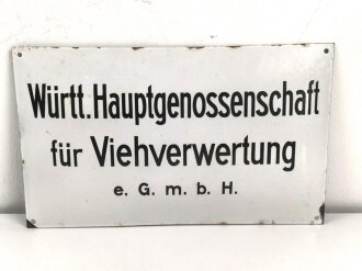 Emailleschild "Württ. Hauptgenossenschaft...