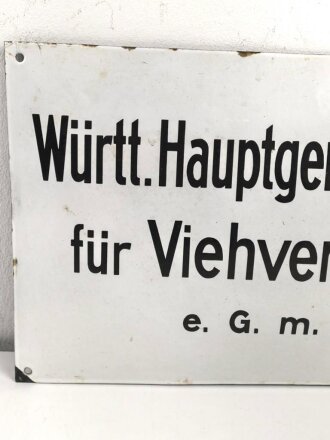 Emailleschild "Württ. Hauptgenossenschaft...