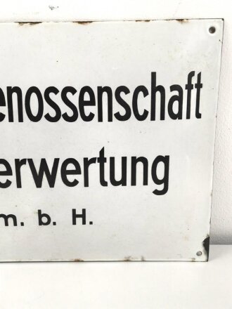 Emailleschild "Württ. Hauptgenossenschaft für Viehverwertung e. GMBH" Maße 30 x 50cm