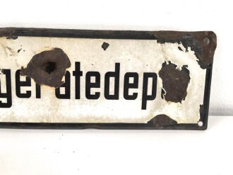 Emailleschild " Waldbrandgerätedepot" 15 x 60cm